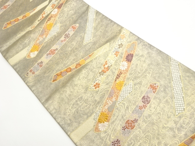 JAPANESE FUKURO OBI / SHELL INLAY / WOVEN CLASSICAL PATTERN